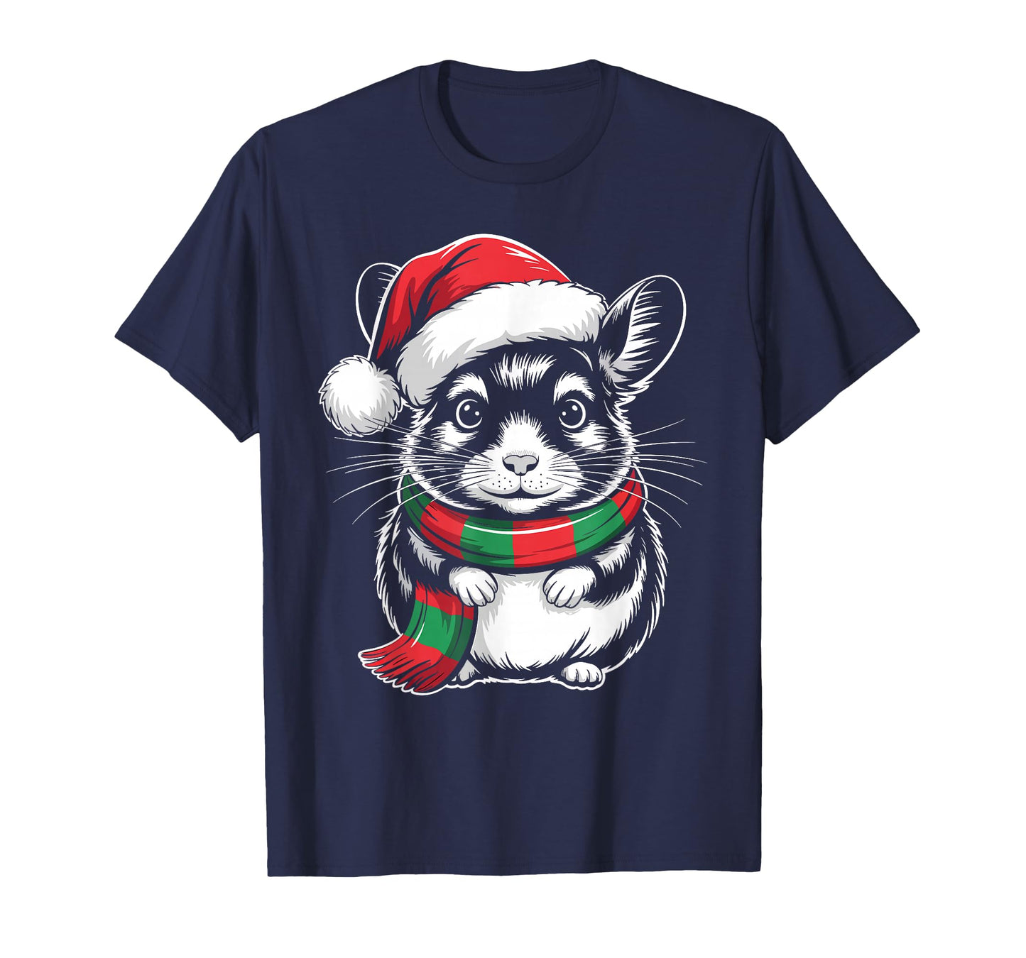 Chinchilla Xmas Santa Hat Scarf Christmas Costume T-Shirt