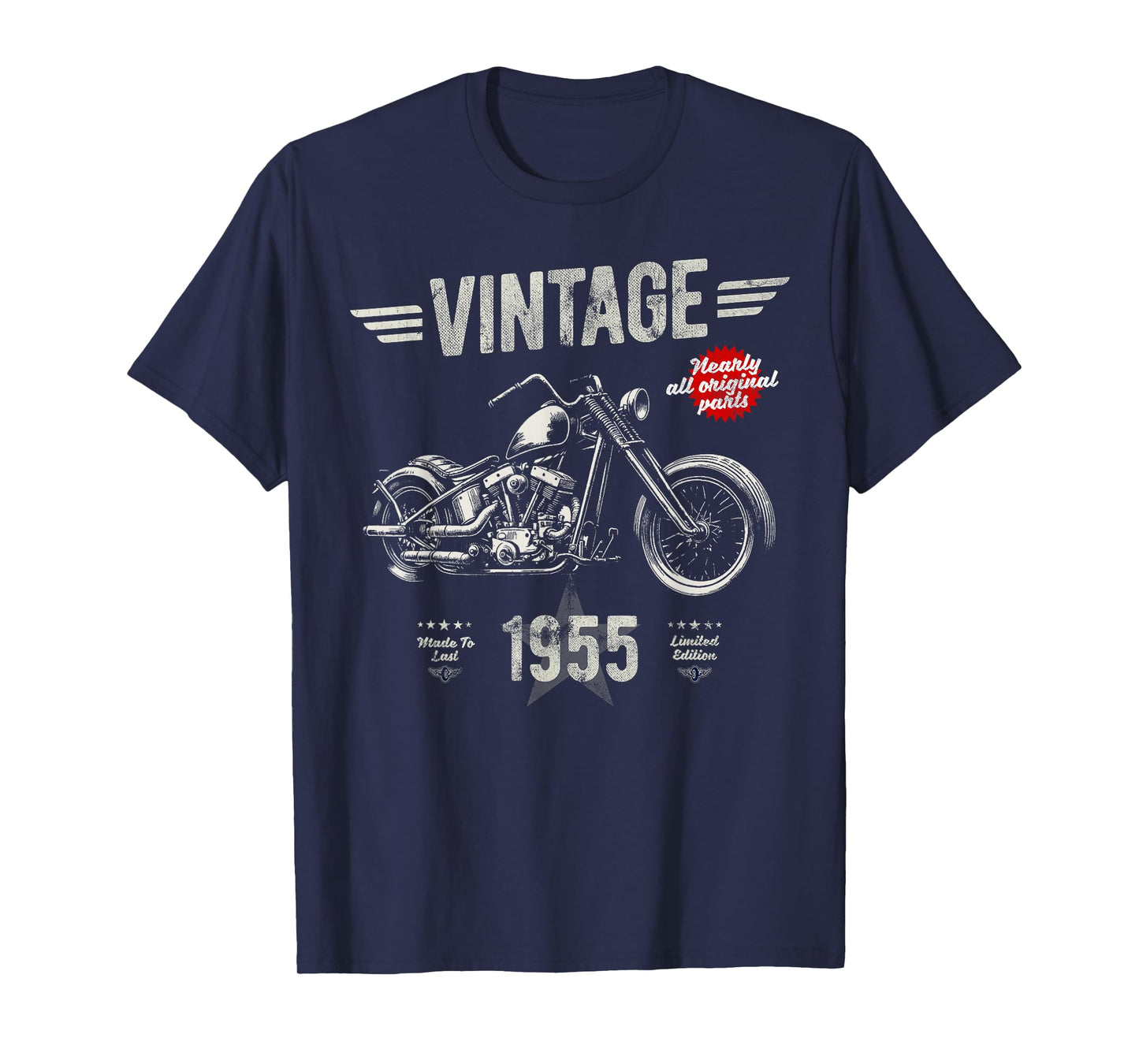 Vintage Classic Born 1955 70th Birthday Retro Motorbike T-Shirt