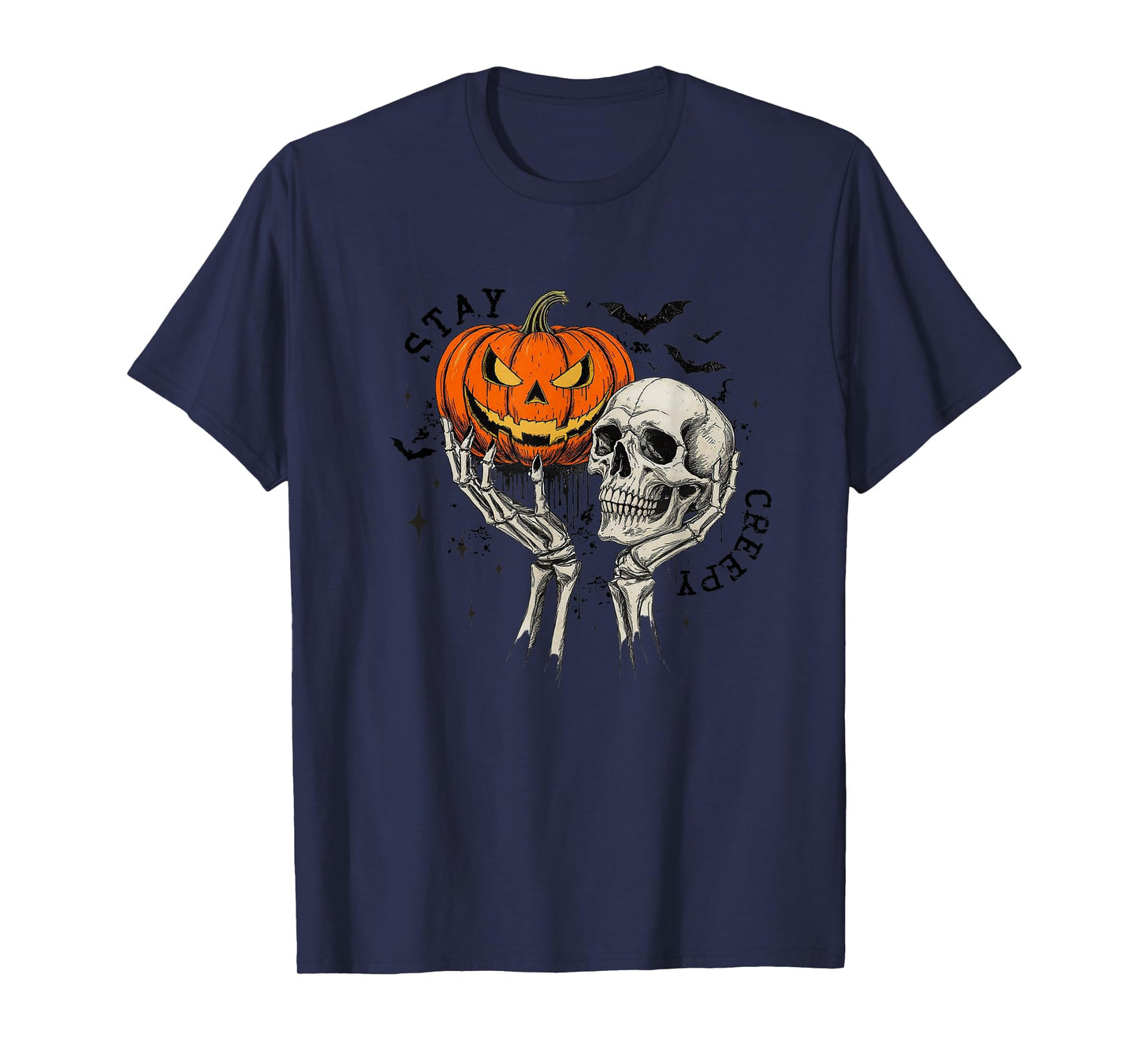 Amazing Spooky Creepy Halloween Pumpkin and Skull T-Shirt