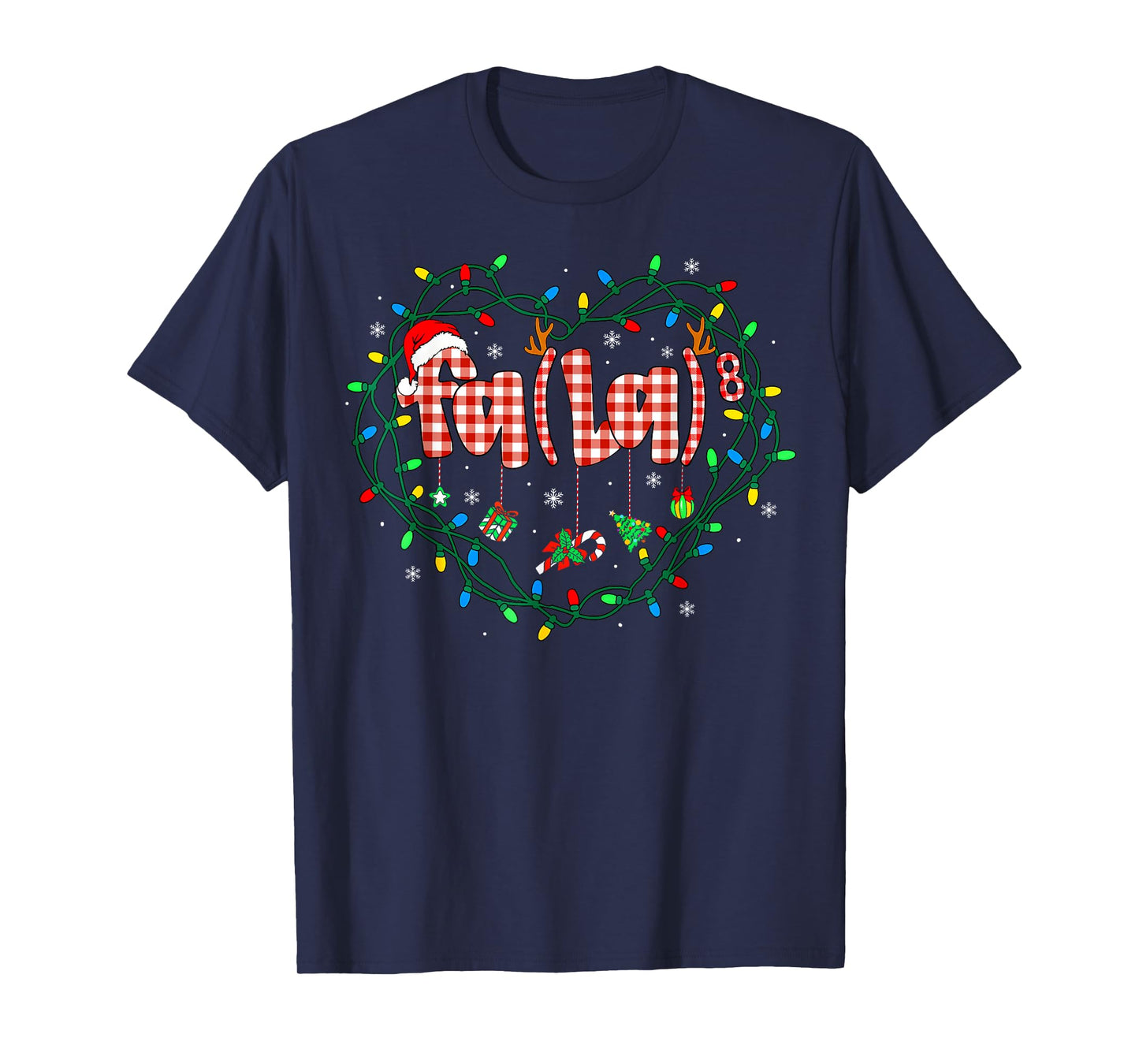 Funny Christmas FA (La) 8 Red Plaid Santa Math Teacher Kid T-Shirt