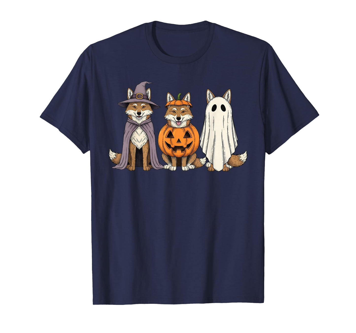 Spooky Ghost Coyote Lover Pumpkin Halloween T-Shirt