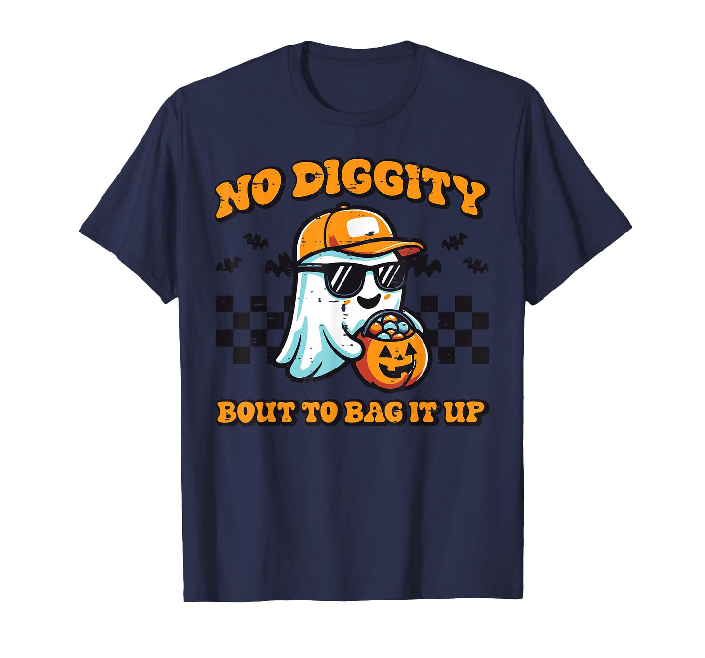 Halloween Ghost No Diggity Retro Costume Boys Kids Men Women T-Shirt