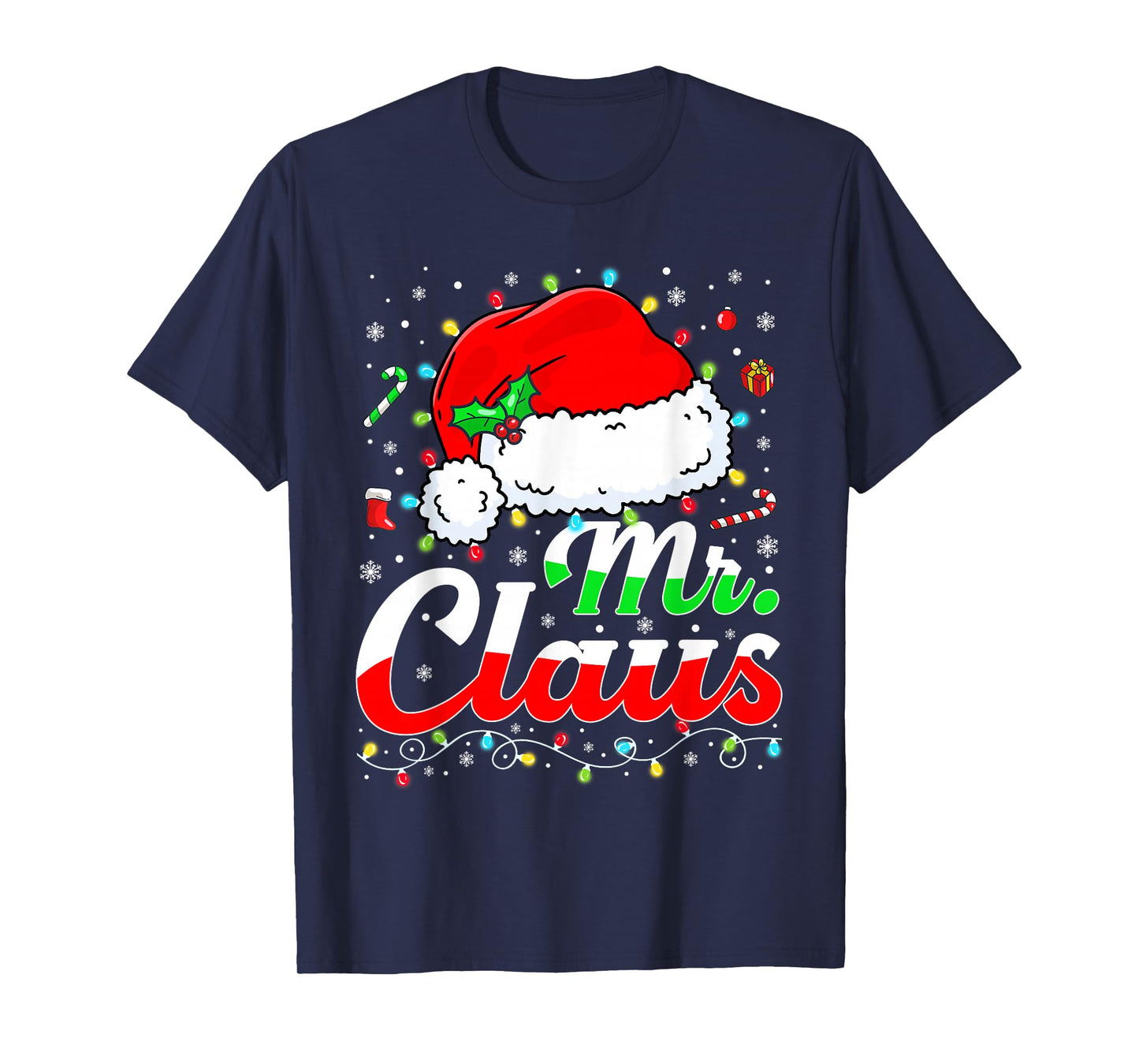 Mr and Mrs Claus Couples Matching Christmas Pajamas Santa T-Shirt