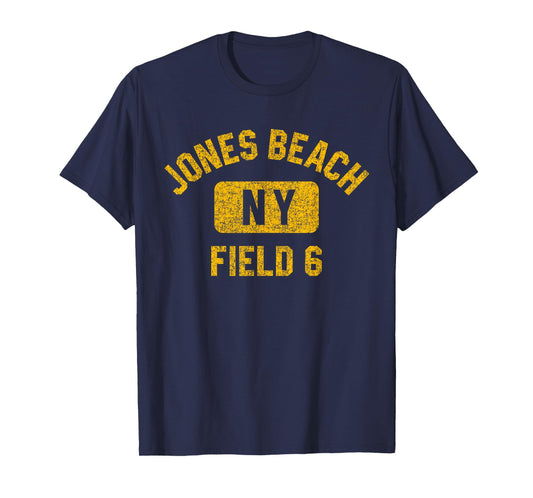 Jones Beach Field 6 NY Gym Style Distressed Amber Print Men Women Girls Kids T-Shirt