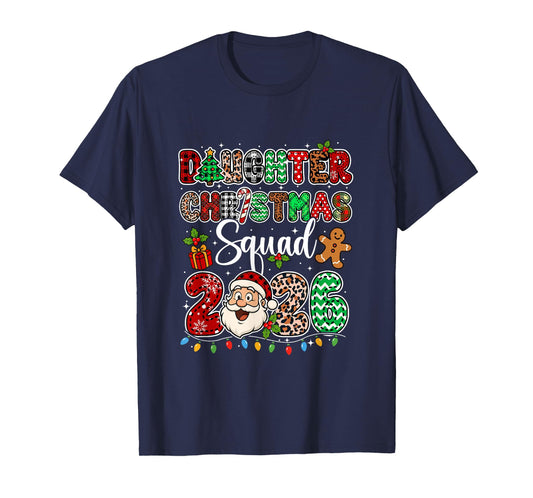 Daughter Christmas Crew 2026 Leopard Santa Family Group T-Shirt