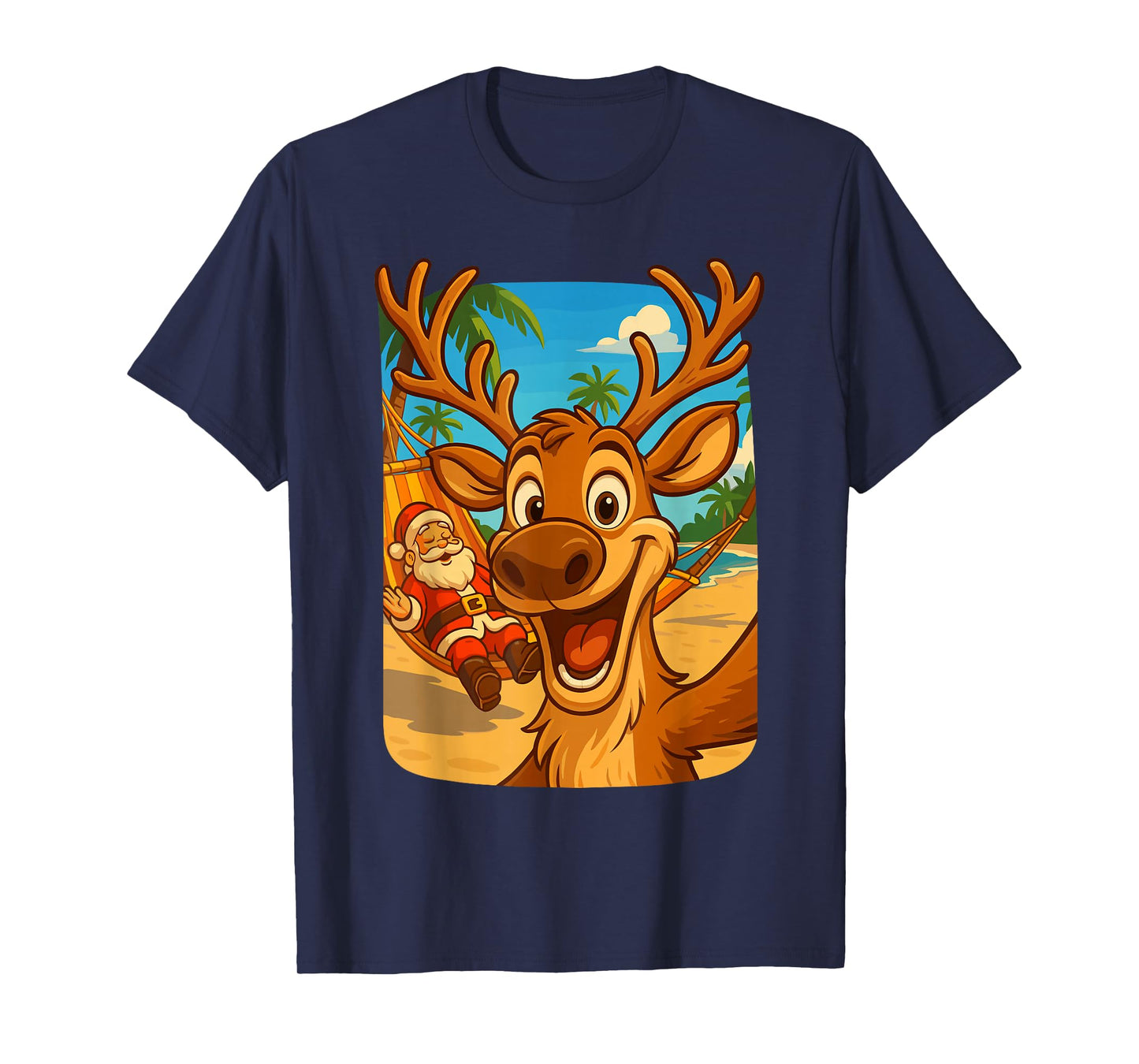 Christmas Reindeer Shirts for Women, Santa Reindeer Selfie T-Shirt