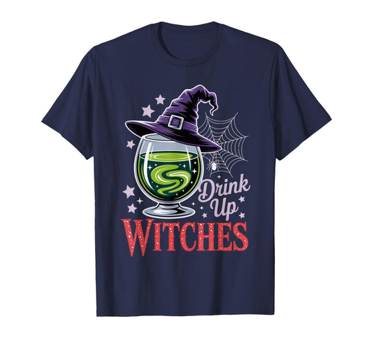 Drink Up Witches Spooky Brew Cauldron Funny Halloween Outfit T-Shirt
