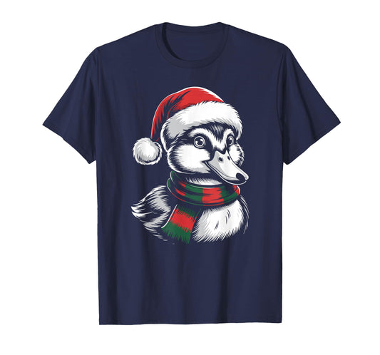 Duck Xmas Santa Hat Scarf Christmas Costume T-Shirt