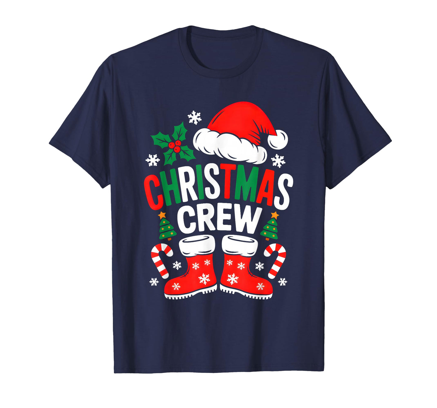 Funny Christmas Crew Xmas Squad Santa Family Pajamas 2025 T-Shirt