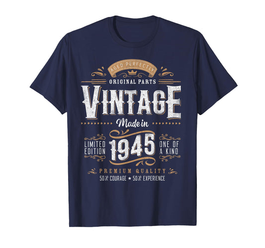 Vintage 1945 80th Birthday Gifts Women Men 80 Year Old T-Shirt