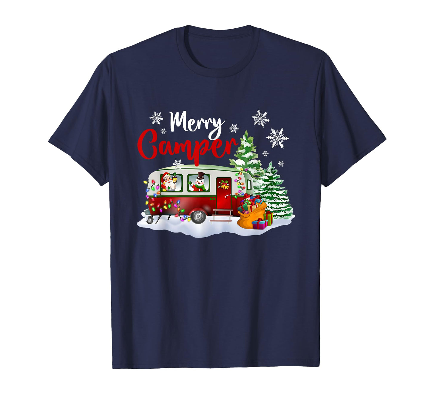Merry Camper Christmas Santa Camper Xmas Tree Men Women T-Shirt