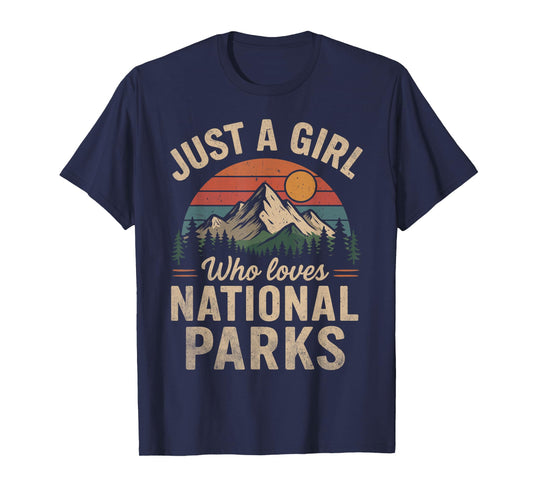 Just A Girl Who Loves National Parks Vintage Retro T-Shirt