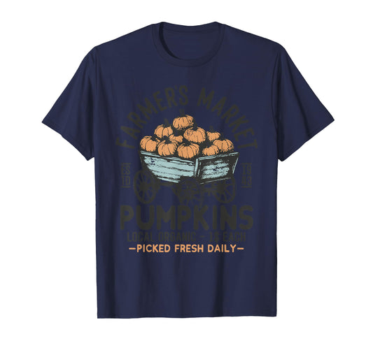 Vintage Farmer's Market Pumpkins Retro Thanksgiving T-Shirt