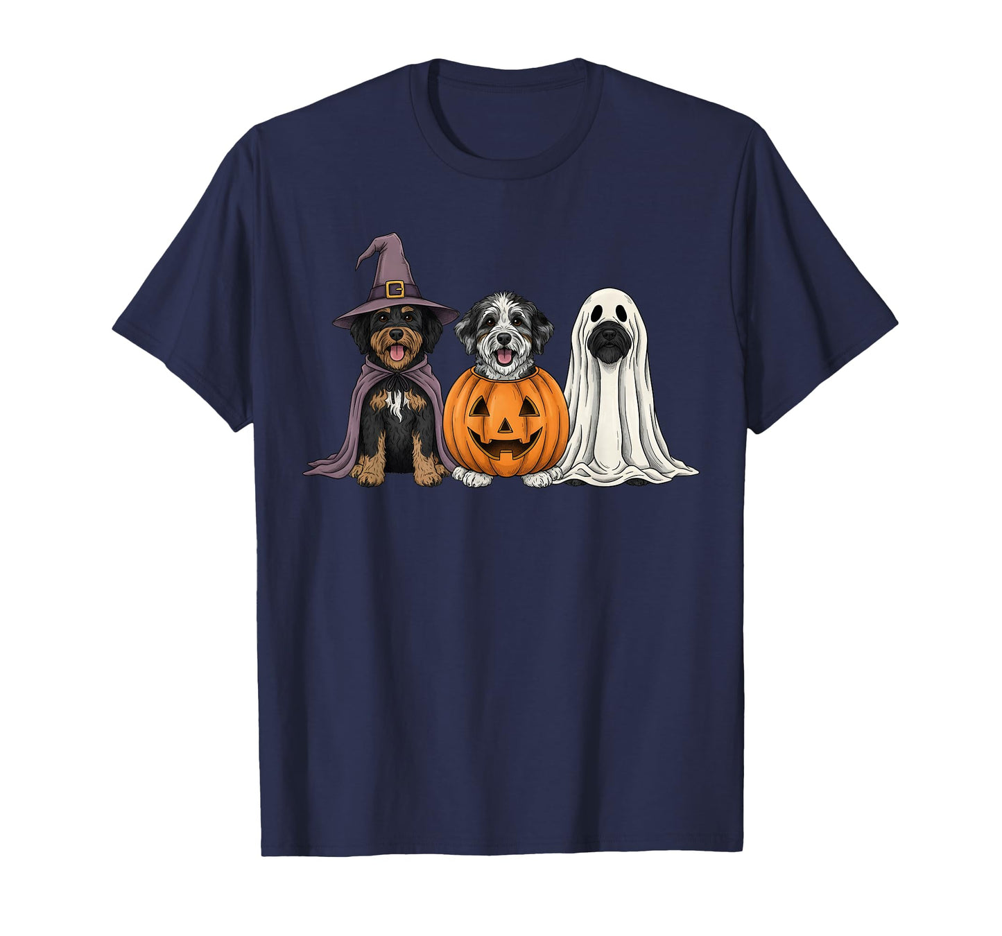 Spooky Ghost Aussiedoodle Pumpkin Halloween Dog Lover T-Shirt