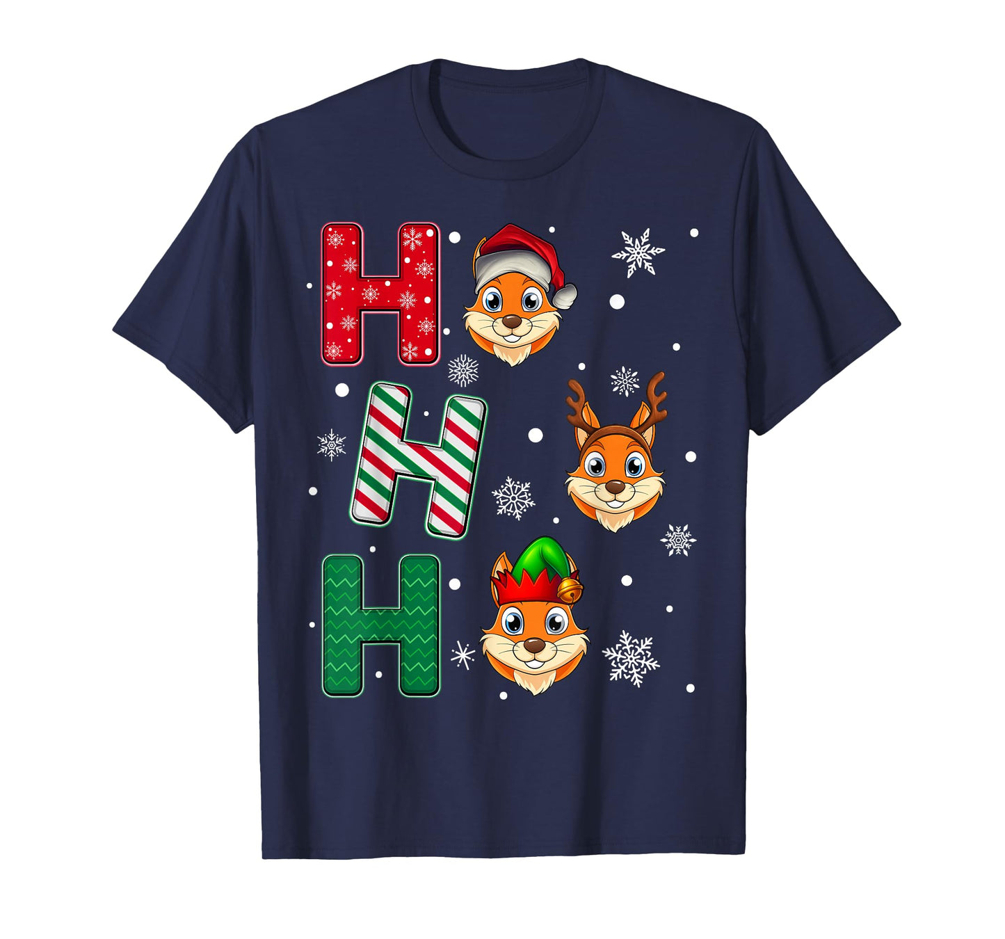 Ho Ho Ho Chipmunk Animal Matching Santa Elf Xmas T-Shirt