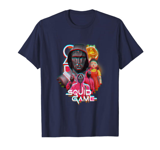 Squid Game 2 Front Man & Henchmen Glitch Logo T-Shirt
