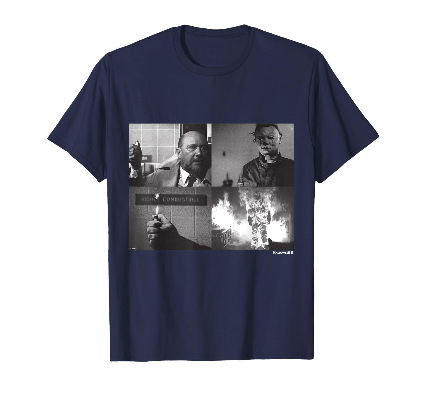 Halloween II Michael Myers and Dr Loomis Fire T-Shirt