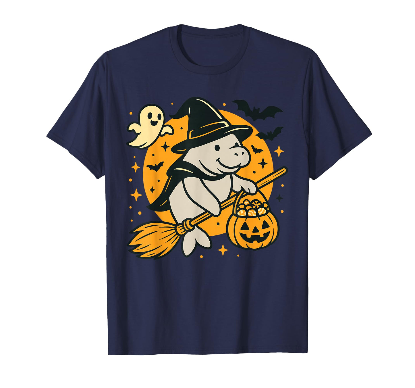Manatee Witch Costume Women Kids Trick or Treat Witch Broom T-Shirt