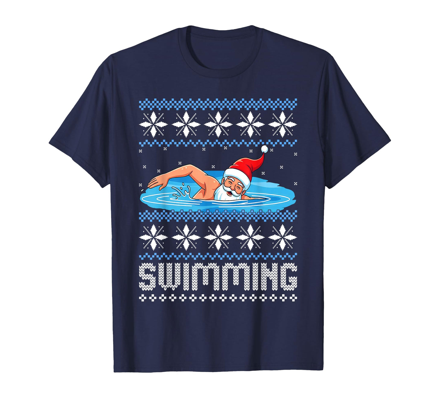 Swimming Santa Claus Pool Ugly Christmas Swimmer T-Shirt
