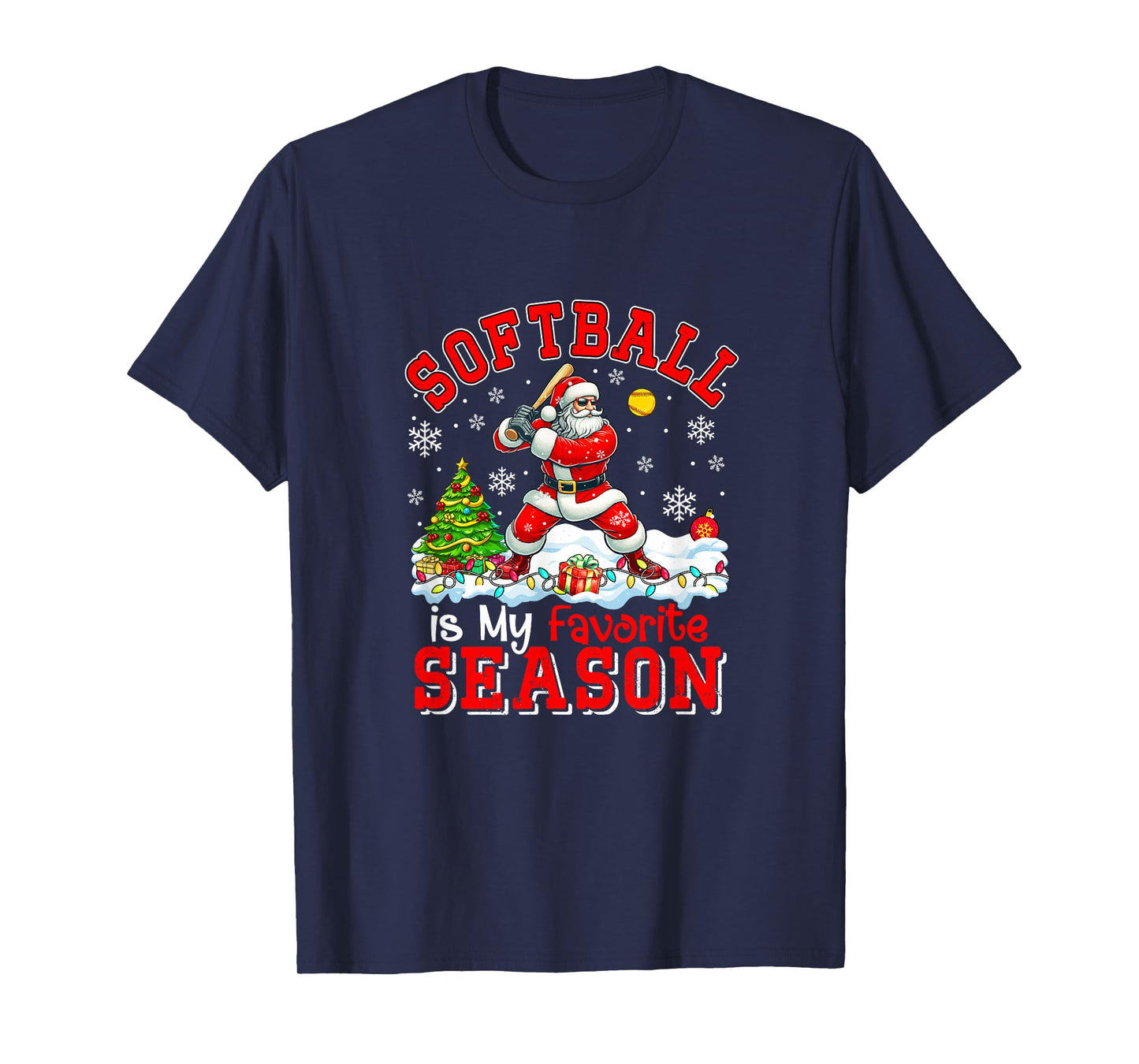 Softball is Favorite Season Costume Player Christmas Santa T-Shirt