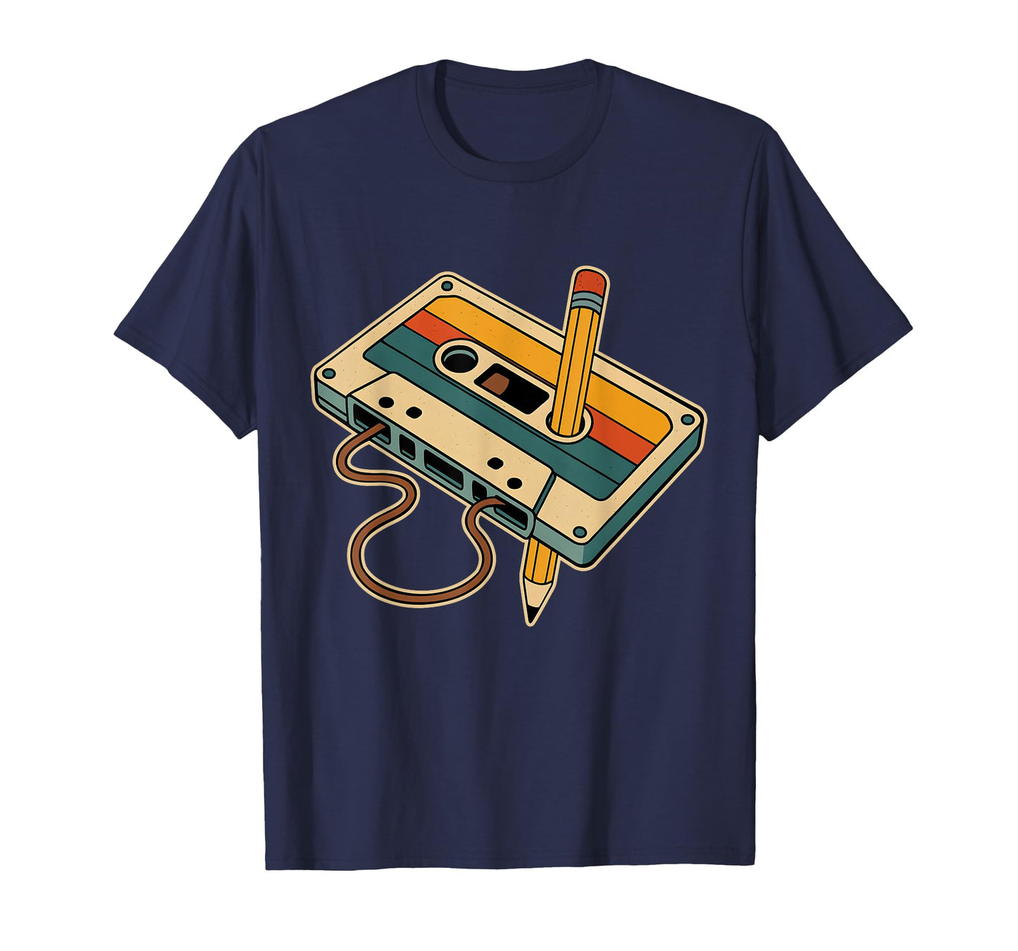 80s 90s Retro Party Costume Nostalgia Cassette Tape Pencil T-Shirt