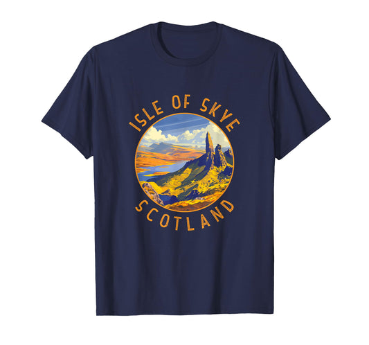 Isle of Skye Scotland Retro Distressed Circle T-Shirt