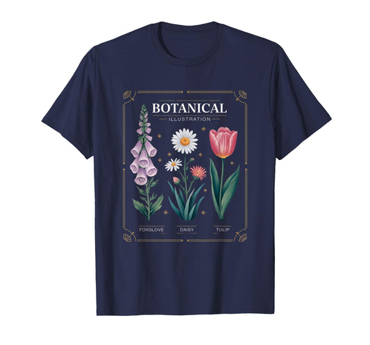 Foxglove Daisy Tulip Field Vibe Vintage Flower Arrangement T-Shirt