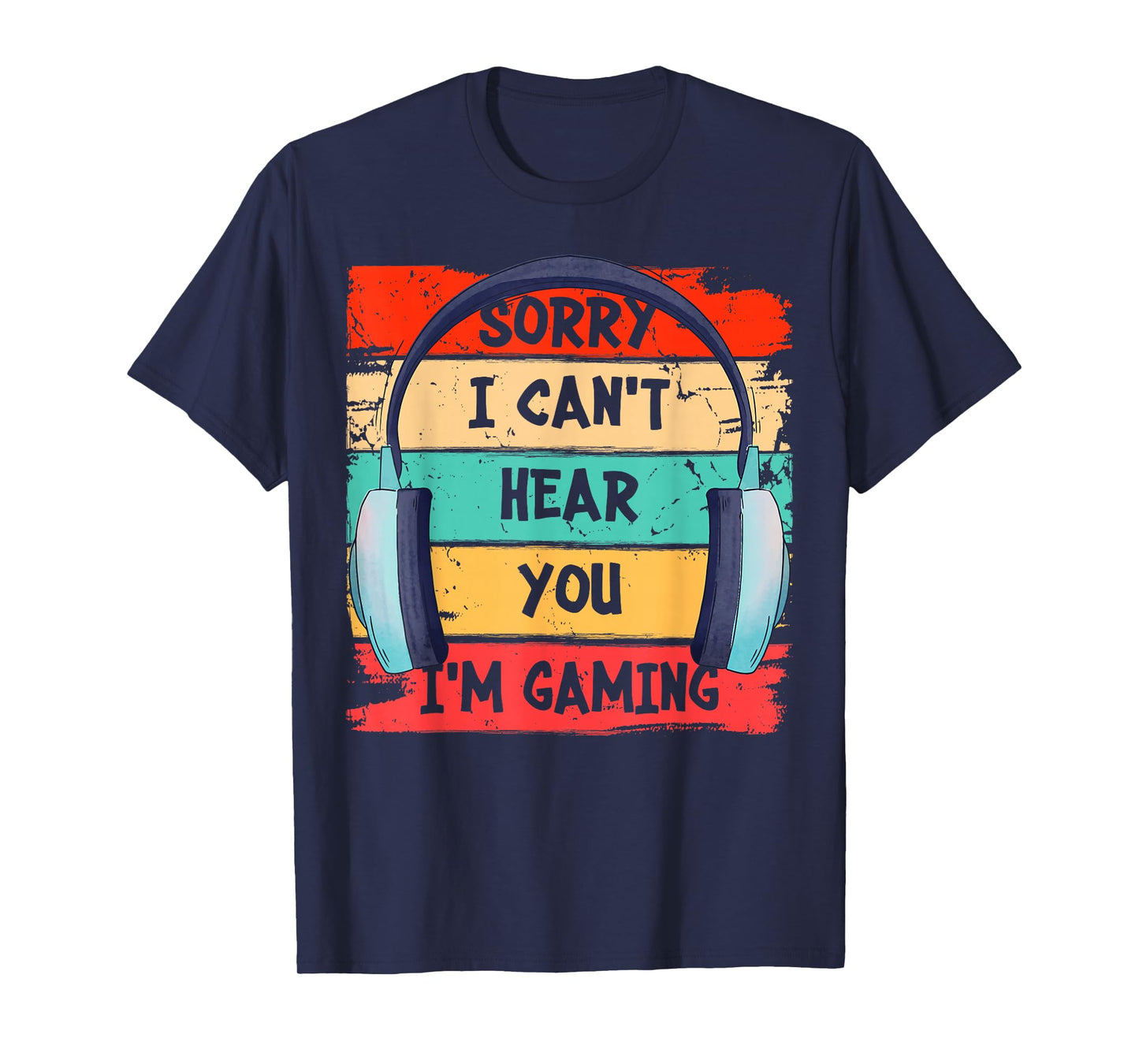 Can't Hear You I'm Gaming Vintage Gamer Headset Graphic T-Shirt