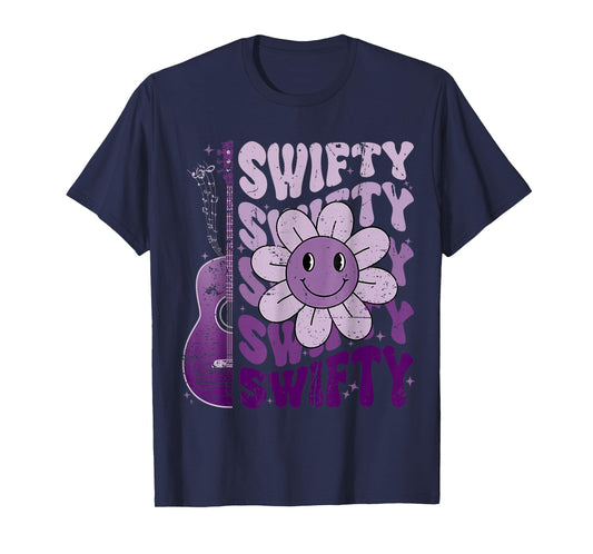 Retro-Swifty First Name Personalized Groovy Unisex T-Shirt, Black, Small, Short Sleeve, Cotton Blend, Polyester Blend, Crew Neck, Letter Print, Lightweight, All Seasons, Pull On, 1 Count