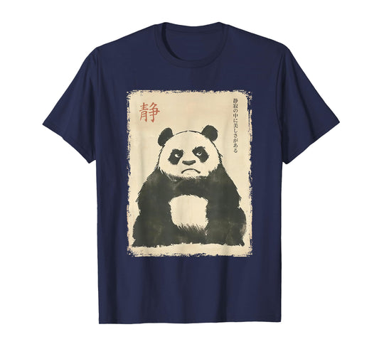 Cool Tees Funny Grumpy Panda Japanese Art Graphic Tee Vintage Unisex-Adults & Kids T-Shirt