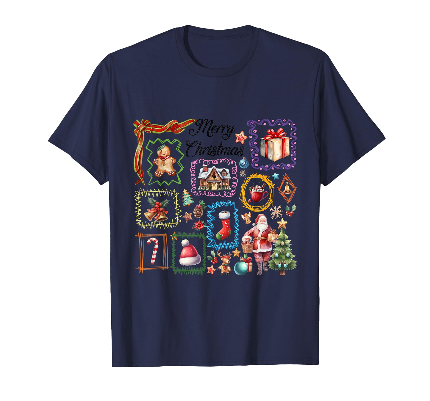 Retro Vintage Santa Preppy Christmas Coquette Xmas Bow Tree T-Shirt