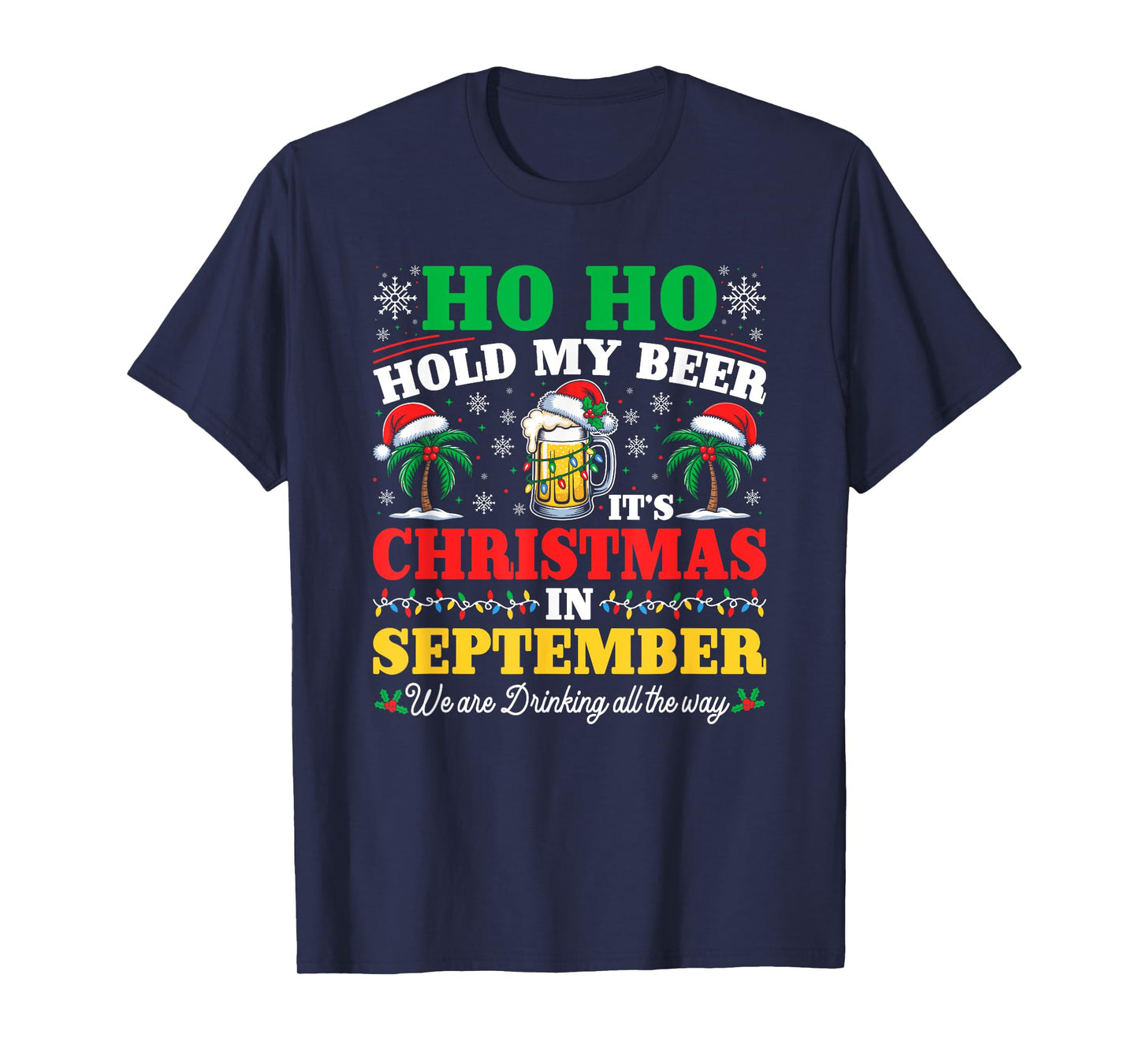HO HO Hold My Paddle It's Christmas Hawaiian Tropical Santa T-Shirt