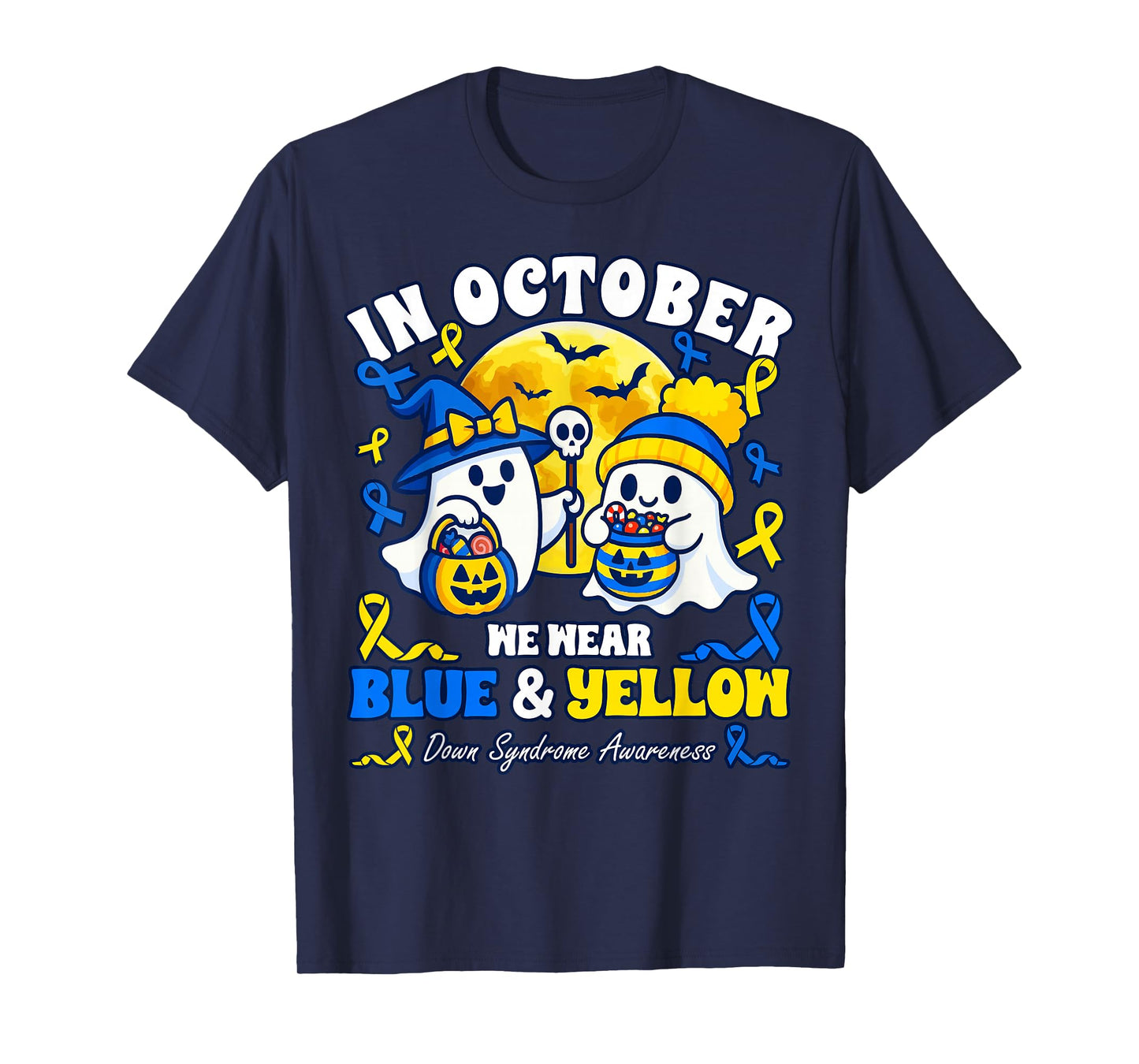 in October We Wear Blue & Yellow Down Syndrome Awareness T-Shirt