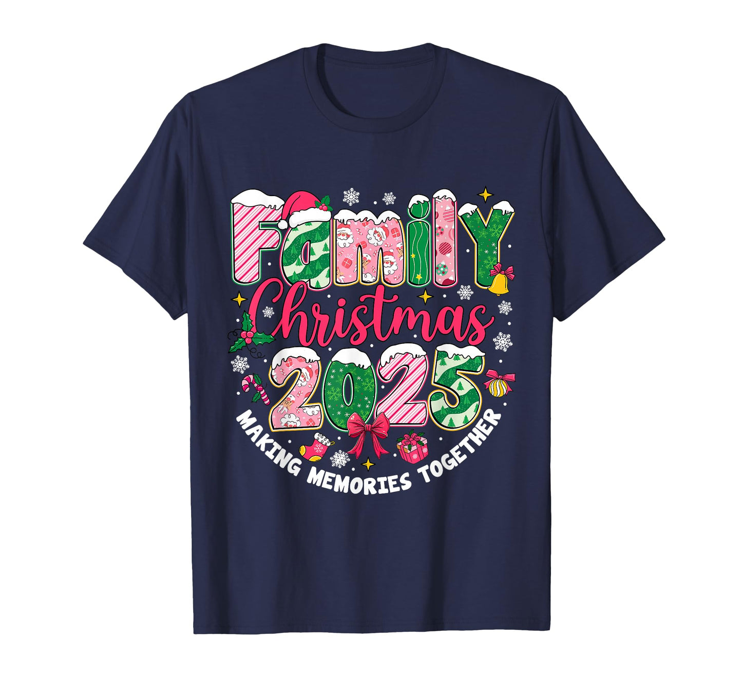 Family Christmas 2025 Matching Pink Xmas Outfit Squad Santa T-Shirt