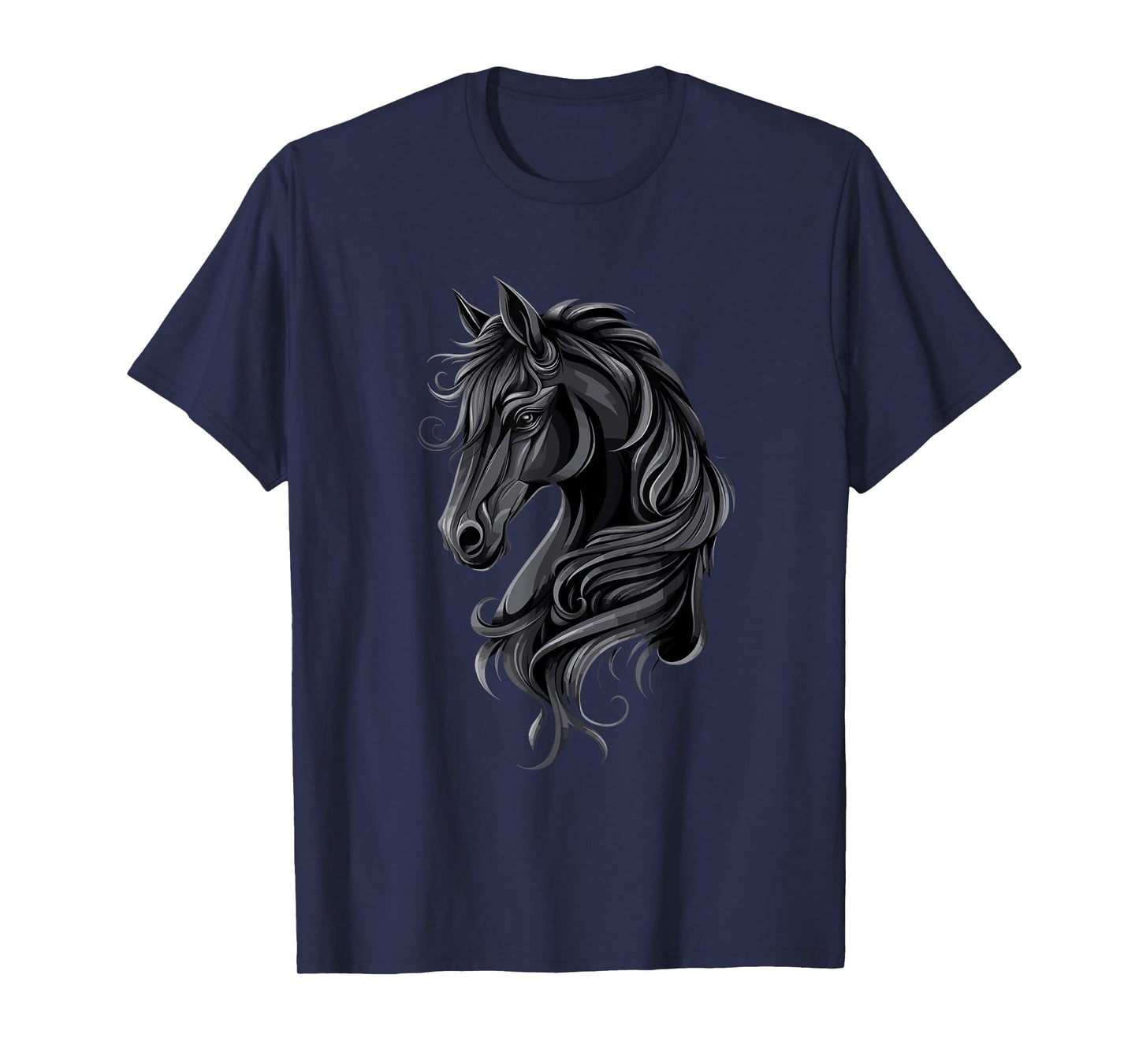 Black Horse Portrait – Friesian horse T-Shirt