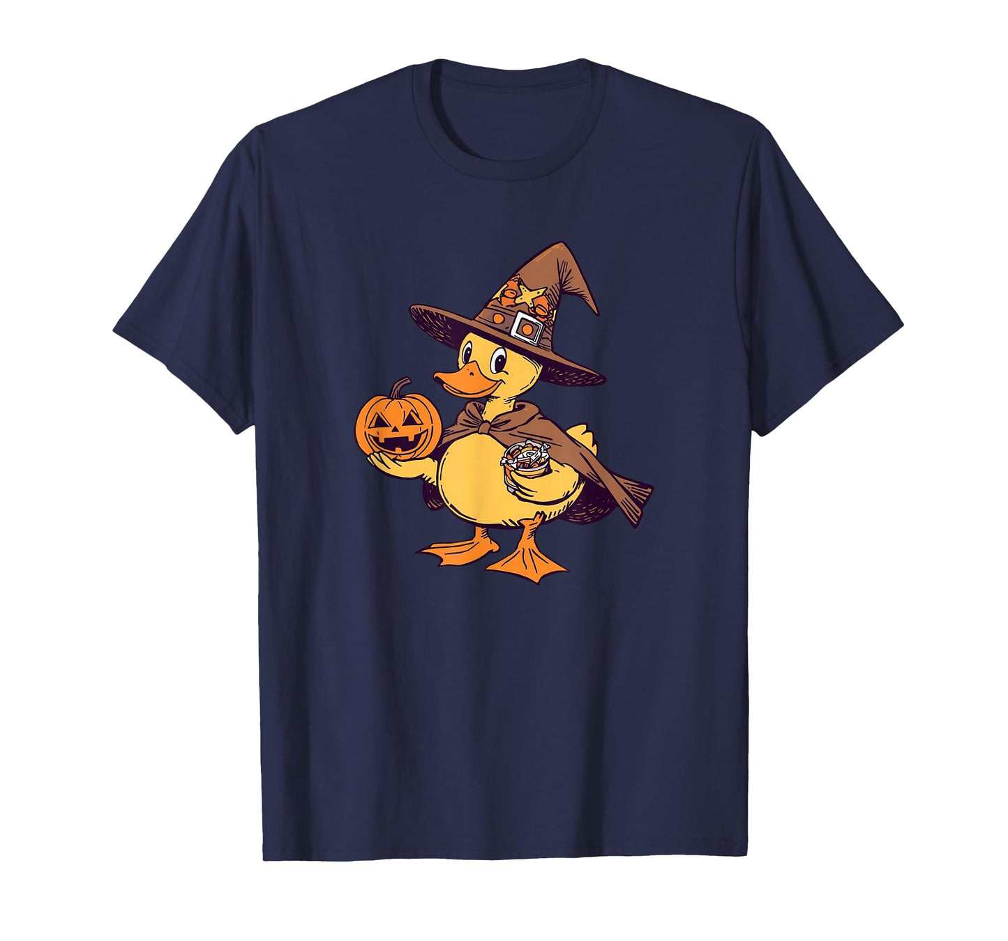 Cruise Duck Witch Halloween Candy Pumpkin Hat and Cape Fun T-Shirt