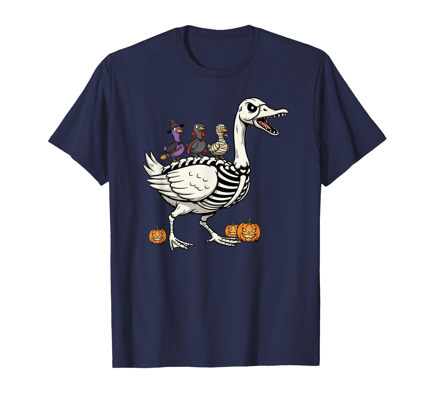 Funny Goose Skeleton Mummy Witch Halloween Kids Mens Womens T-Shirt