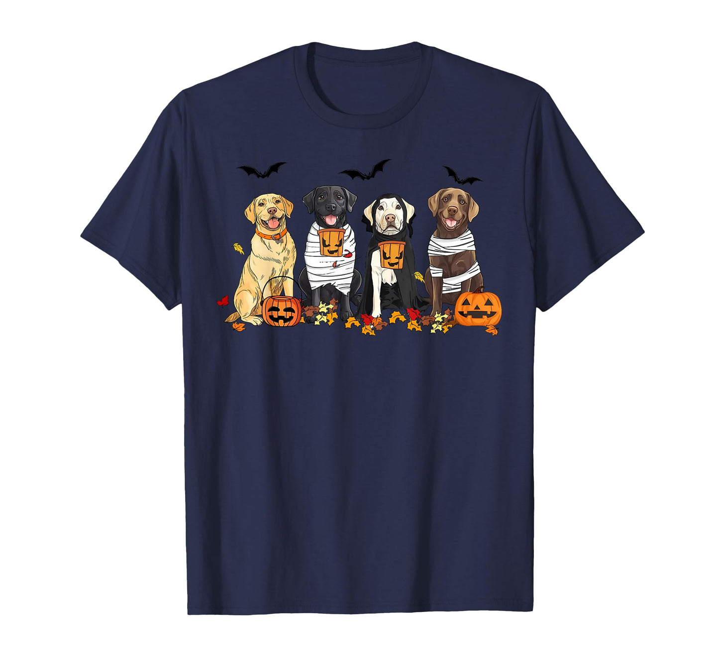 Labrador Retriever Dogs Ghost Witch Mummy Halloween Pumpkins T-Shirt