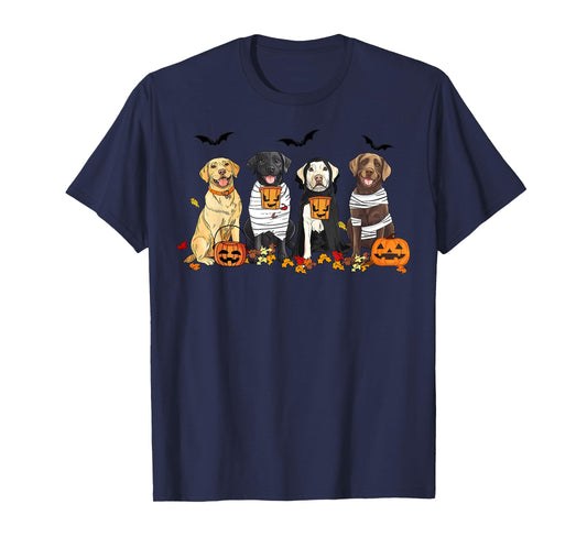 Labrador Retriever Dogs Ghost Witch Mummy Halloween Pumpkins T-Shirt