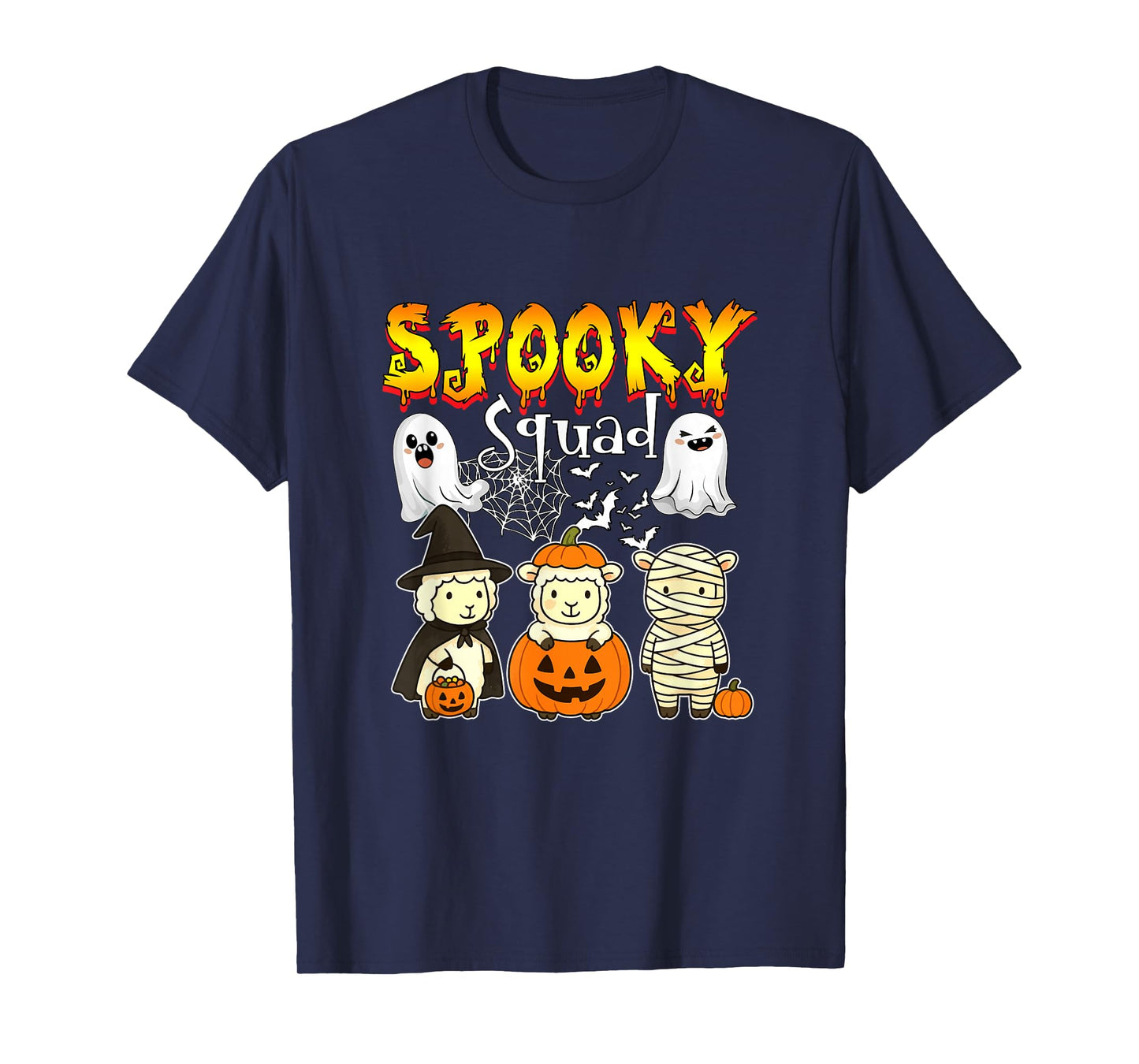 Spooky Halloween Squad Three Cute Sheeps Cosplay Witch T-Shirt