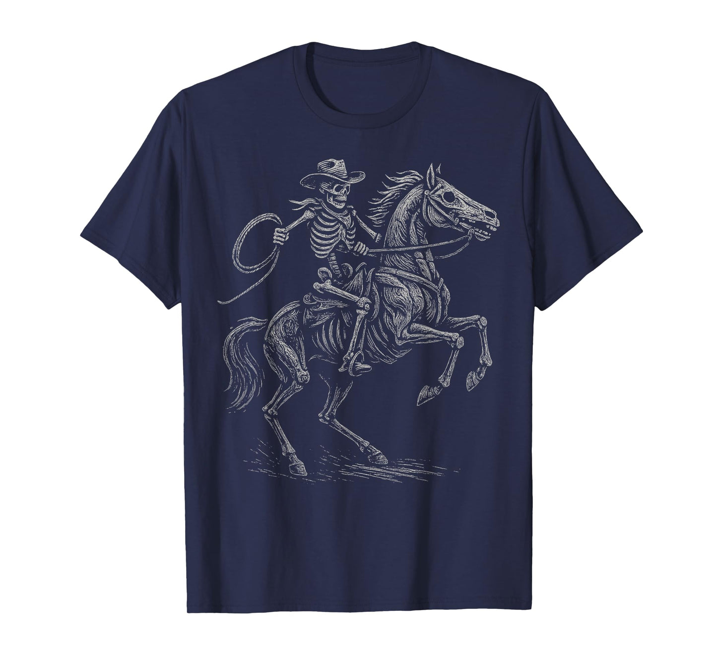 Skeleton Cowboy Horse Western Gothic Halloween Men Kids Boys T-Shirt