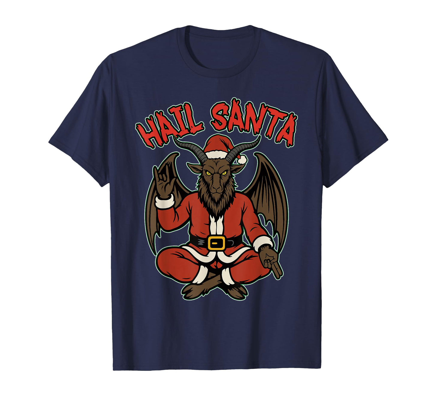 Hail Santa Heavy Pagan Solstice Gothic Baphomet Christmas T-Shirt