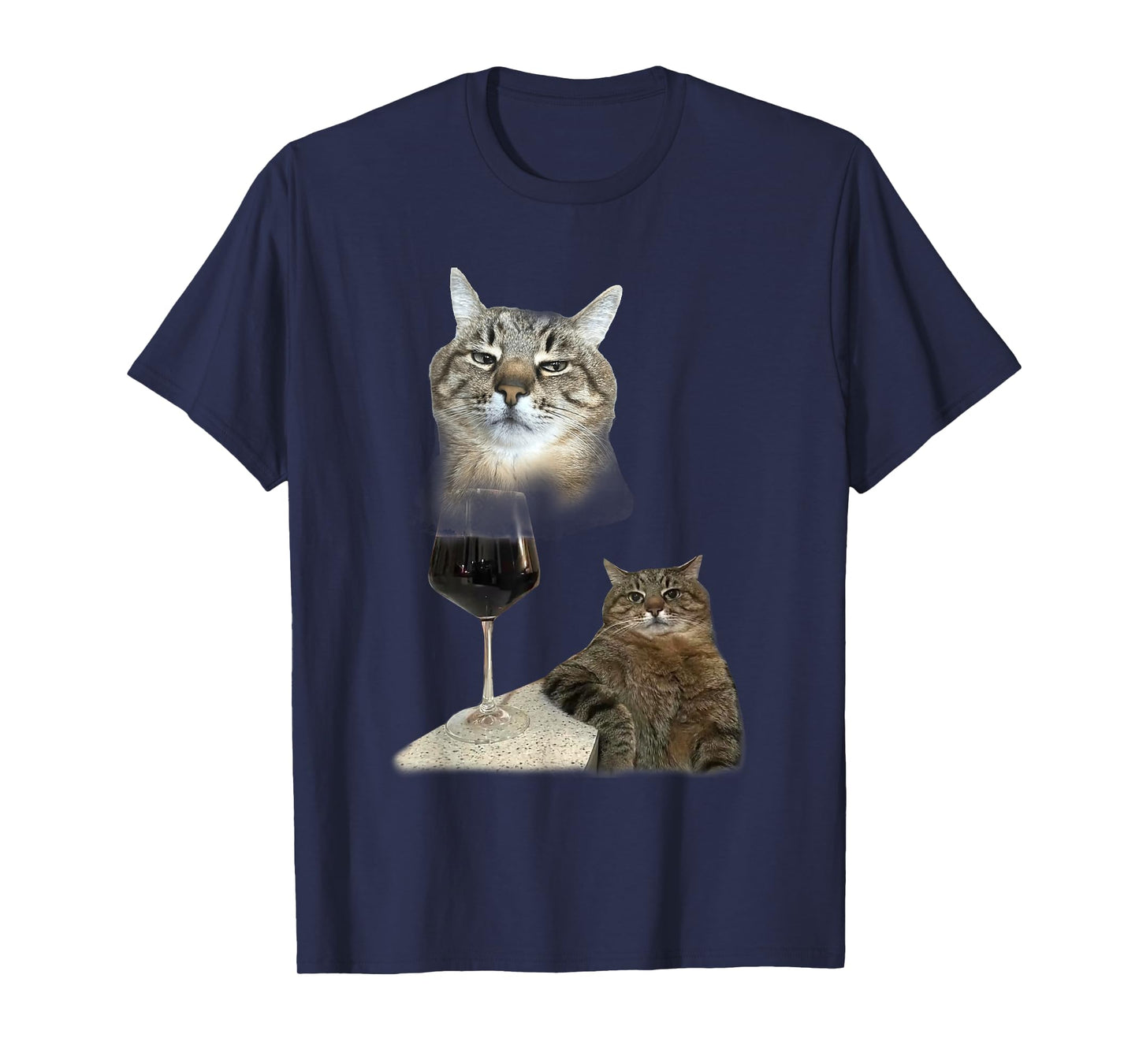Funny Wine Cat Dank Meme Silly Cats Goofy Ahh Men Women T-Shirt