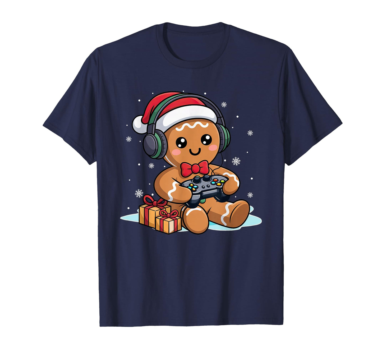 Funny Christmas Gamer Gingerbread Xmas Gaming Men Boys Kids T-Shirt