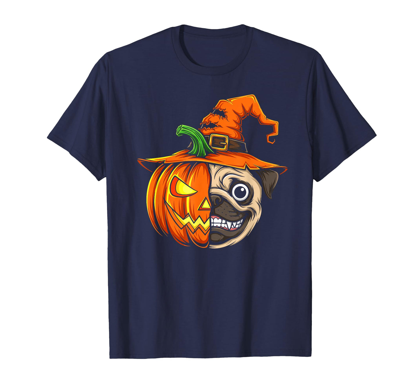 Pug Pumpkin Jack O Lantern Halloween Kids Mens Womens T-Shirt