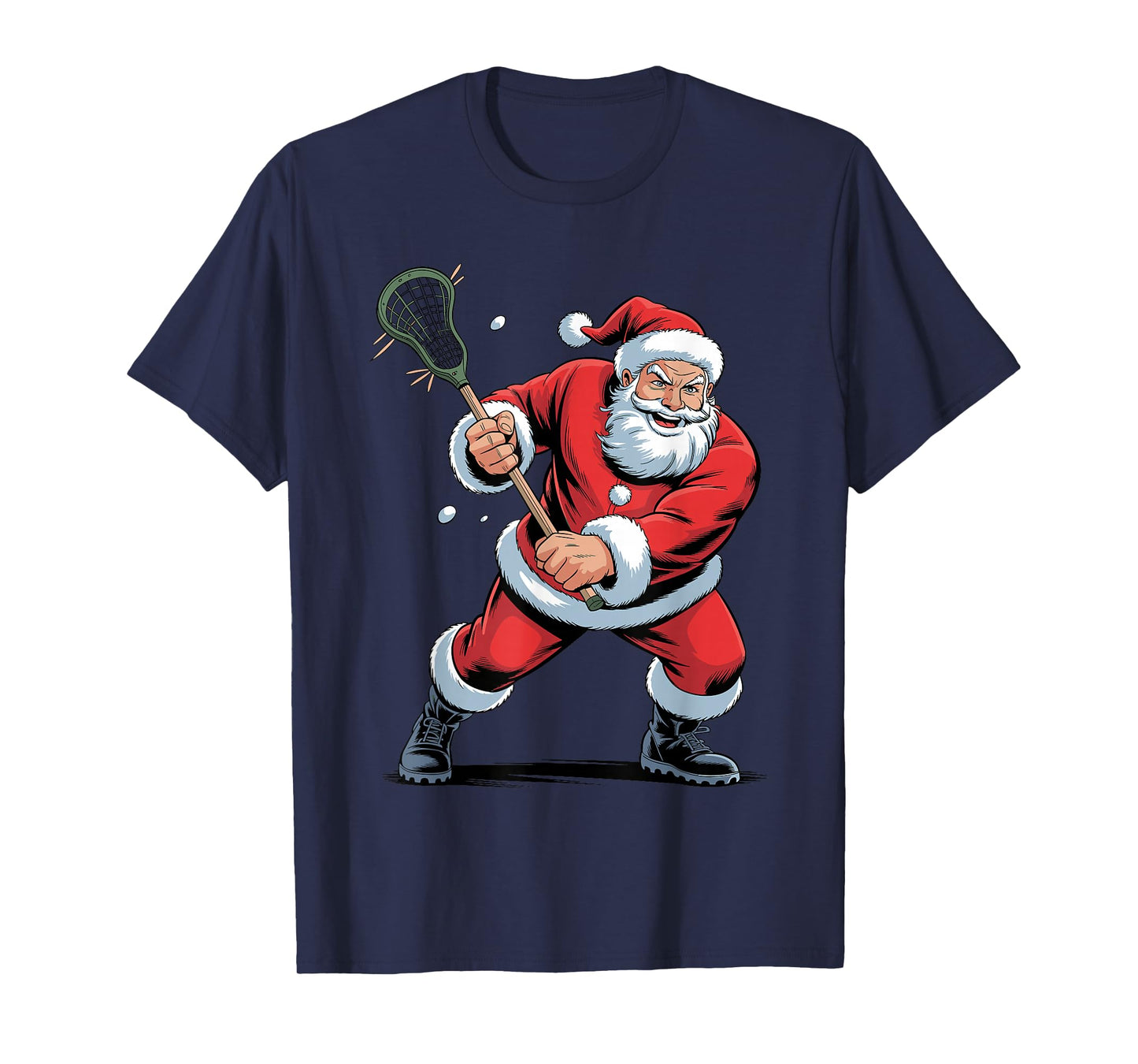 Funny Santa Playing Lacrosse Holiday Christmas Xmas Pajama T-Shirt