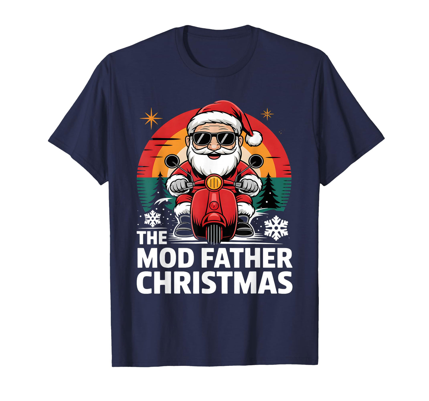 Funny Santa On Motorbike for Mods The Mod Father Christmas T-Shirt
