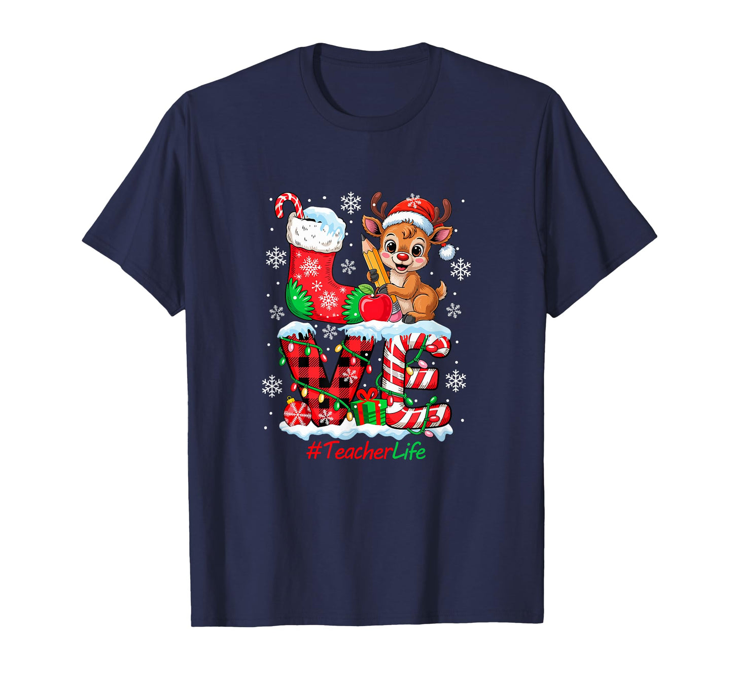 Love Teacher Tools Christmas Santa Reindeer Funny Job Team T-Shirt