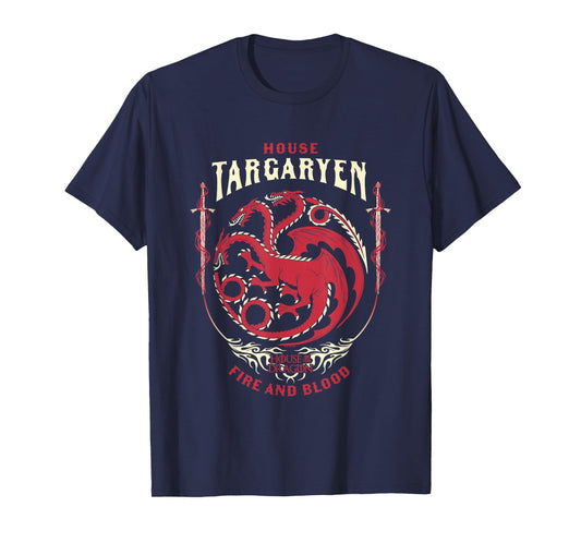 House of the Dragon House Of Targaryen Fire And Blood Badge T-Shirt