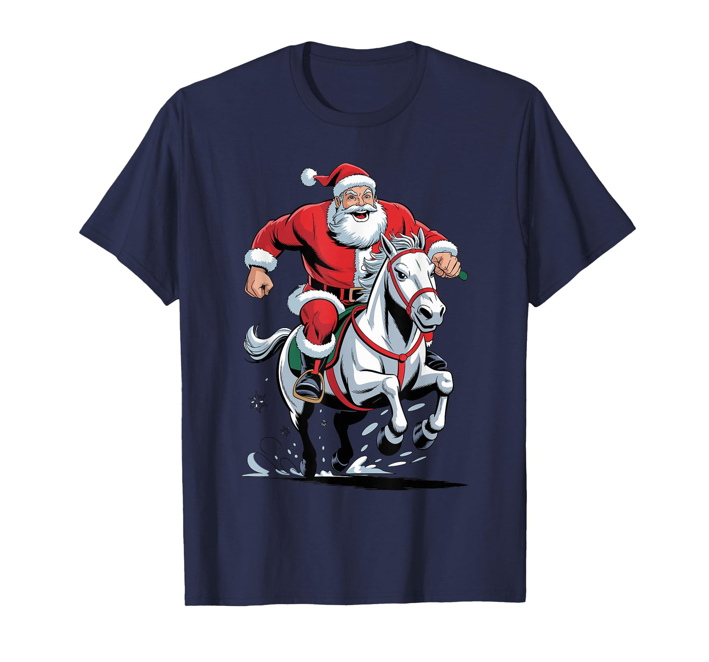 Funny Santa Riding Horse Equestrian Christmas Xmas Pajama T-Shirt